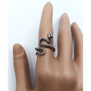 Silver Snake Wrap Ring Adjustable Serpent Design Fashion Jewelry Size 6